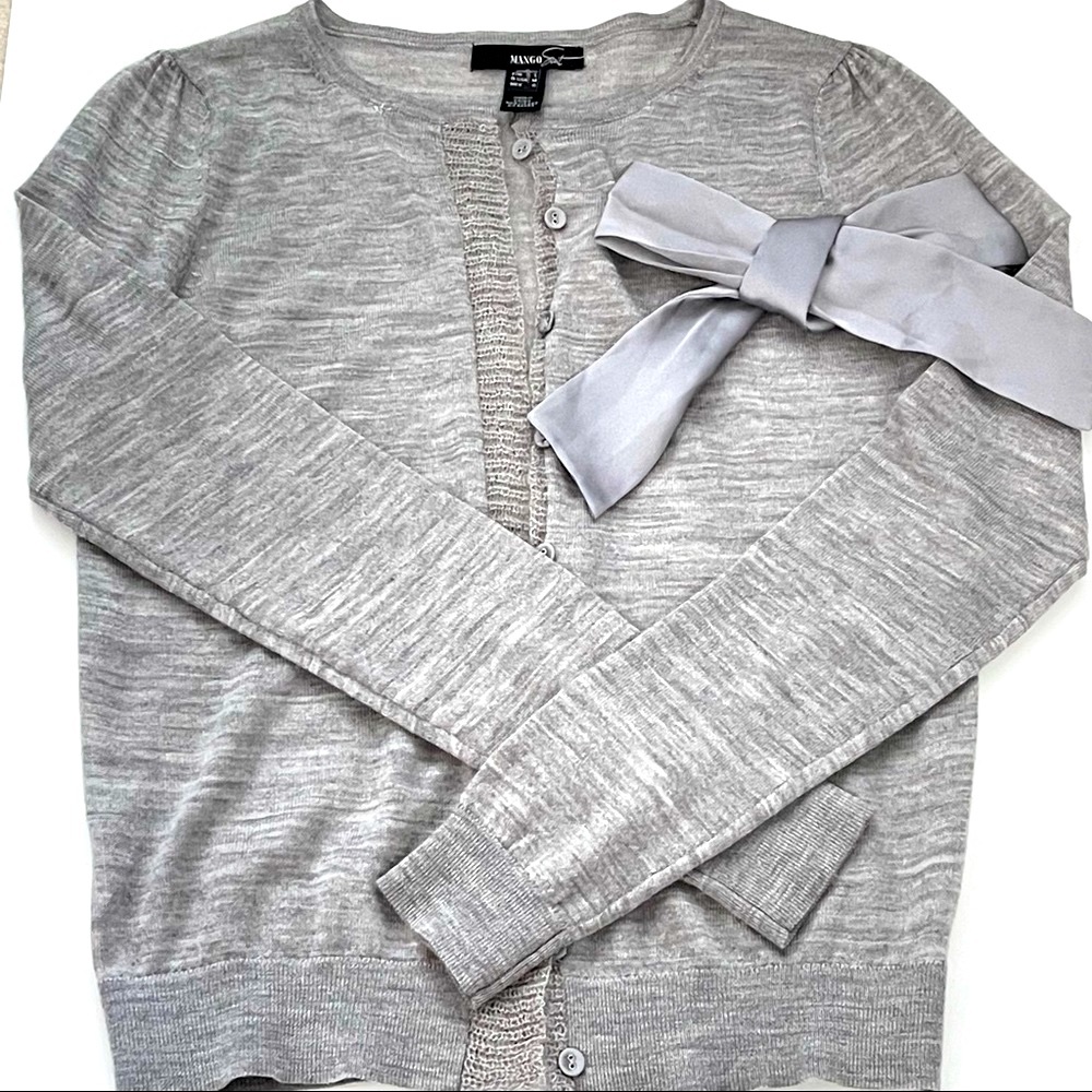 Mango women 50% wool grey cardigan sz S